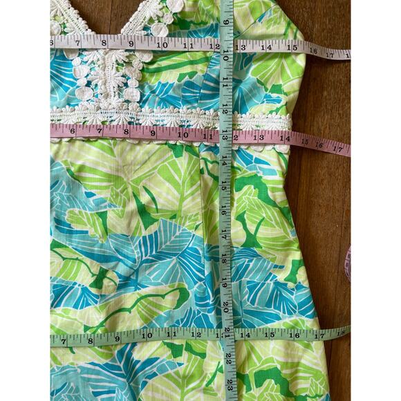 Lilly Pulitzer Pink Label Size 2 Blue & Green Leaf Halter Dress - Picture 11 of 12